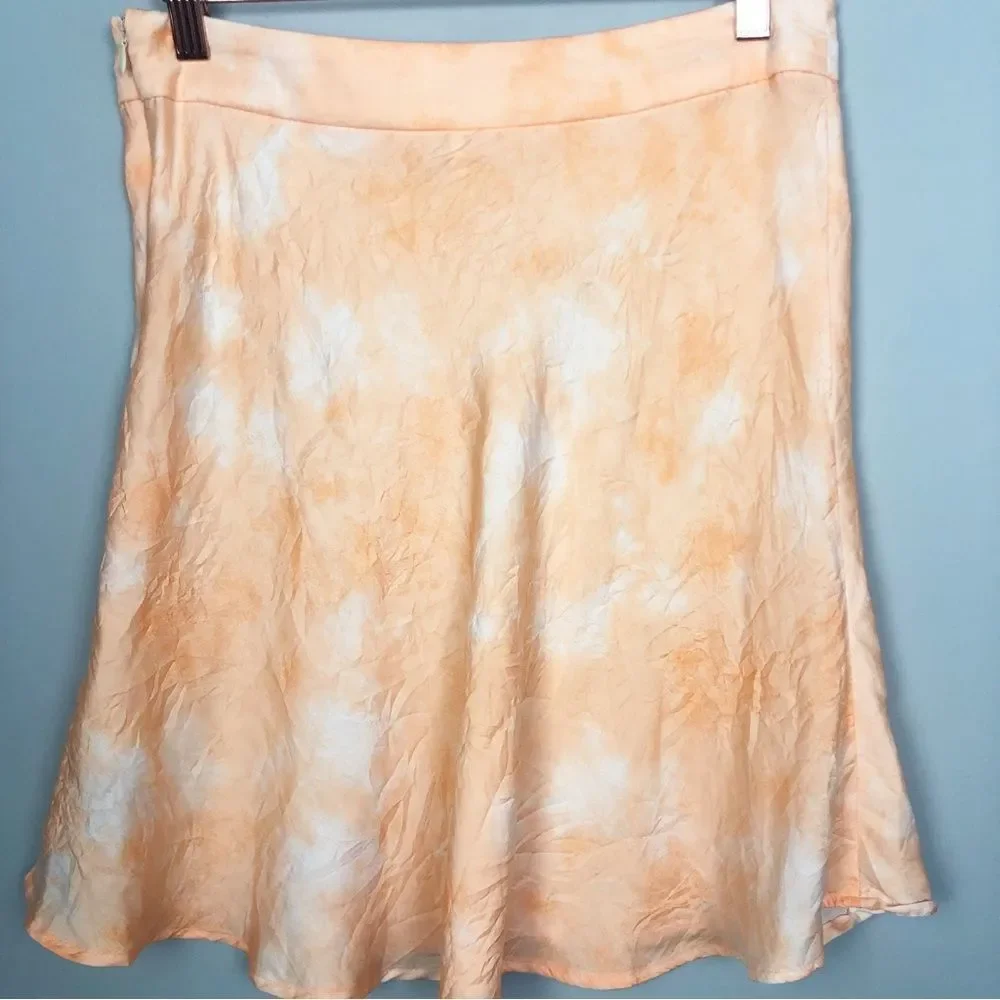 FREE PEOPLE | Martine Flirt Orange Tie Dye Mini Skirt W/ Slit Women’s Size 10